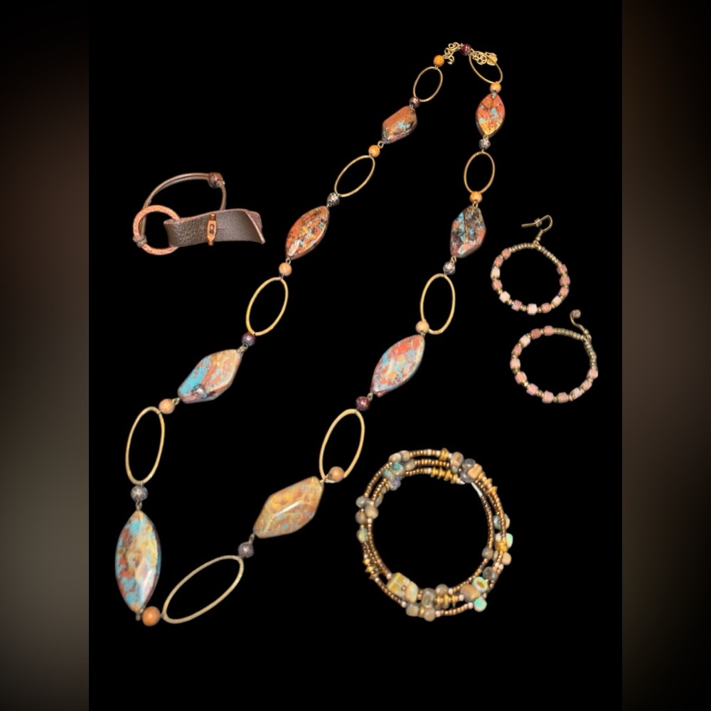 Silpada Wraparound Abalone Paua shell and bronze beaded Bracelet 925 (set) LS
